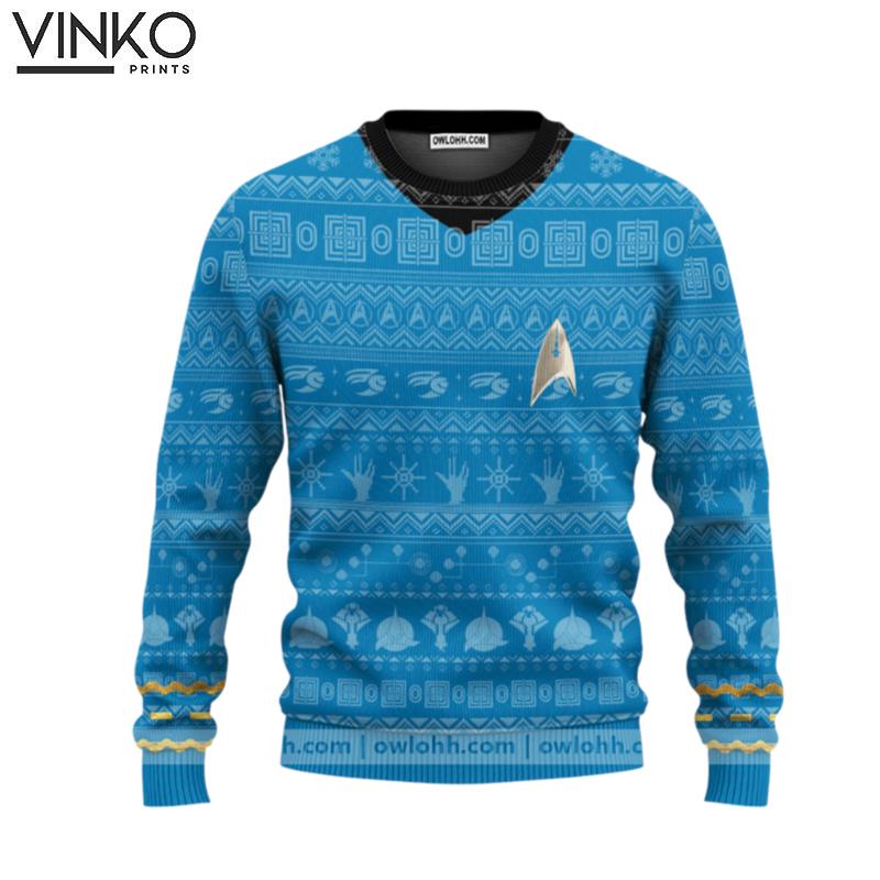 Star Trek The Original Series 1966 1969 Blue Custom Ugly Christmas Sweater