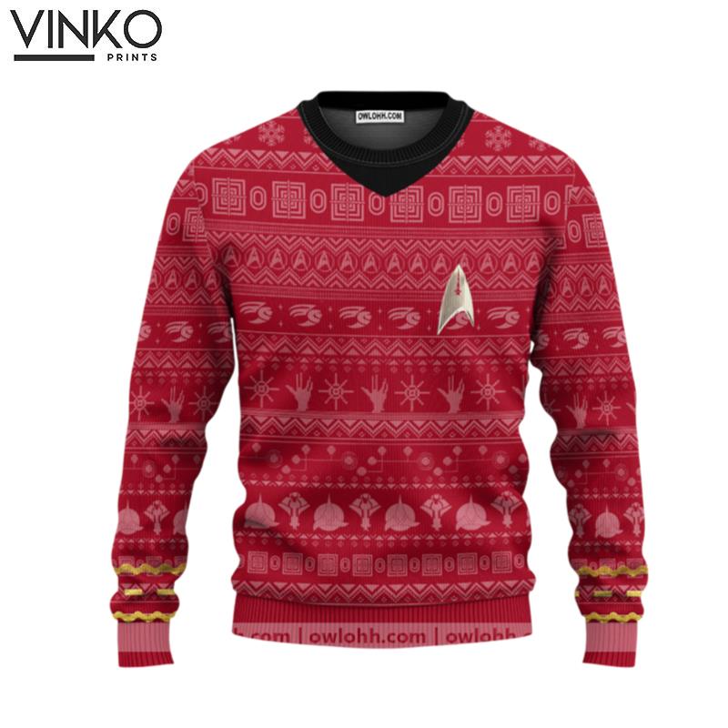 Star Trek The Original Series 1966 1969 Red Custom Ugly Christmas Sweater