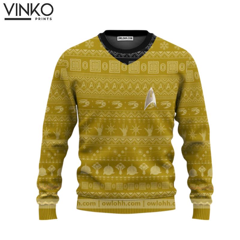 Star Trek The Original Series 1966 1969 Yellow Custom Ugly Christmas Sweater