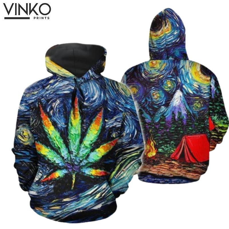 Starry Night Staring Into Weed Hoodie