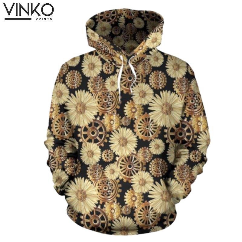 Steampunk Floral Pattern Hoodie