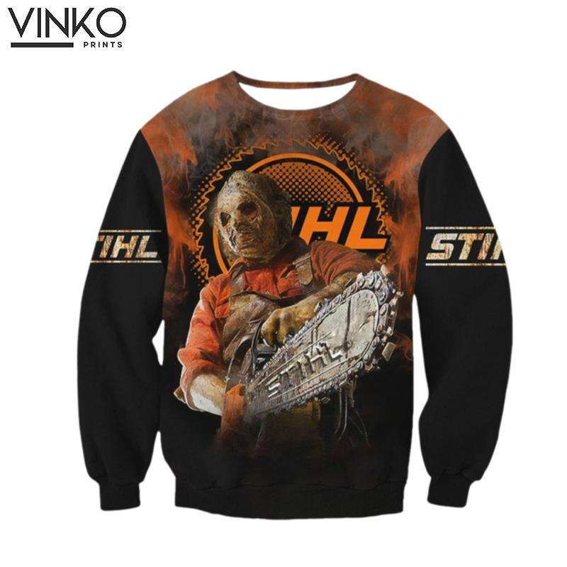 Stihl Horror Leatherface Chainsaw Halloween 3D Ugly Christmas Sweater