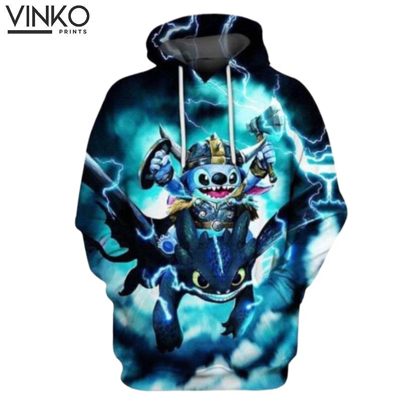 Stitch Toothless Viking Thunder Hoodie