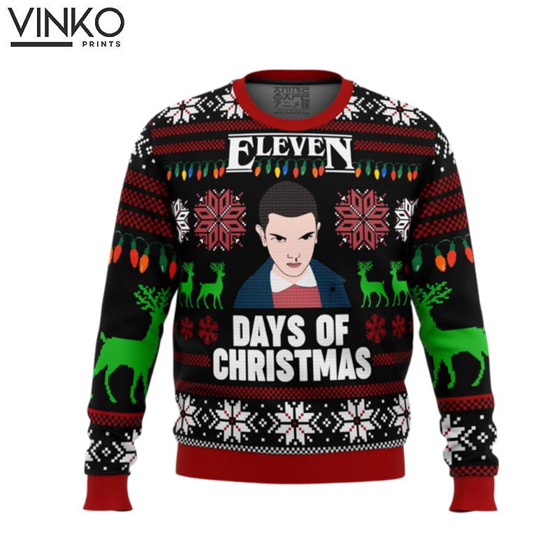 Stranger Things Eleven Days of Xmas Ugly Christmas Sweater