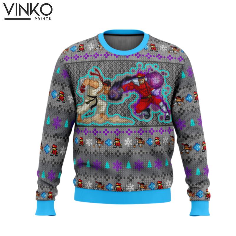 Street Fighter Ryu Vs M Bison Ugly Christmas Sweater