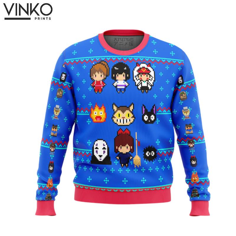 Studio Ghibli Blue Ugly Christmas Sweater