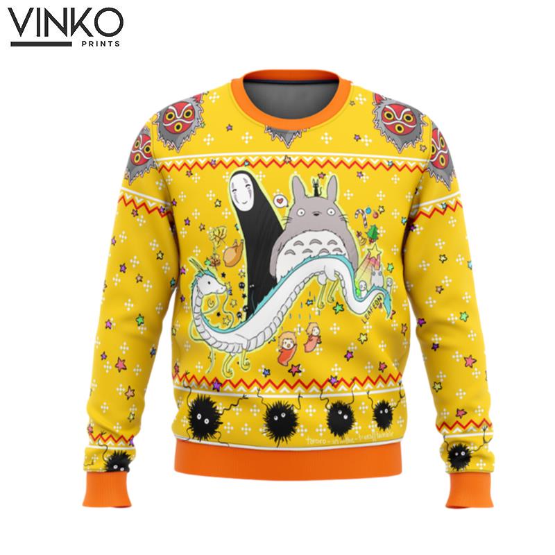 Studio Ghibli Yellow Ugly Christmas Sweater