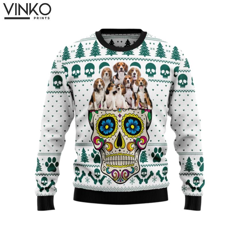 Sugar Skull Beagles TG51026 Ugly Christmas Sweater