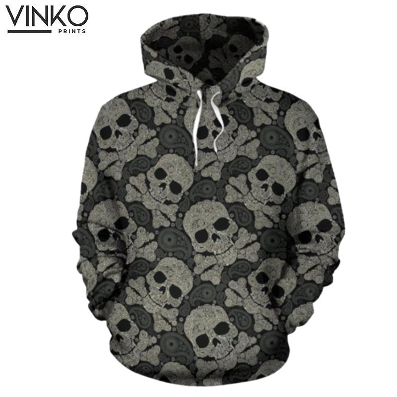 Sugar Skull Skeleton Girly Paisley Pattern Hoodie