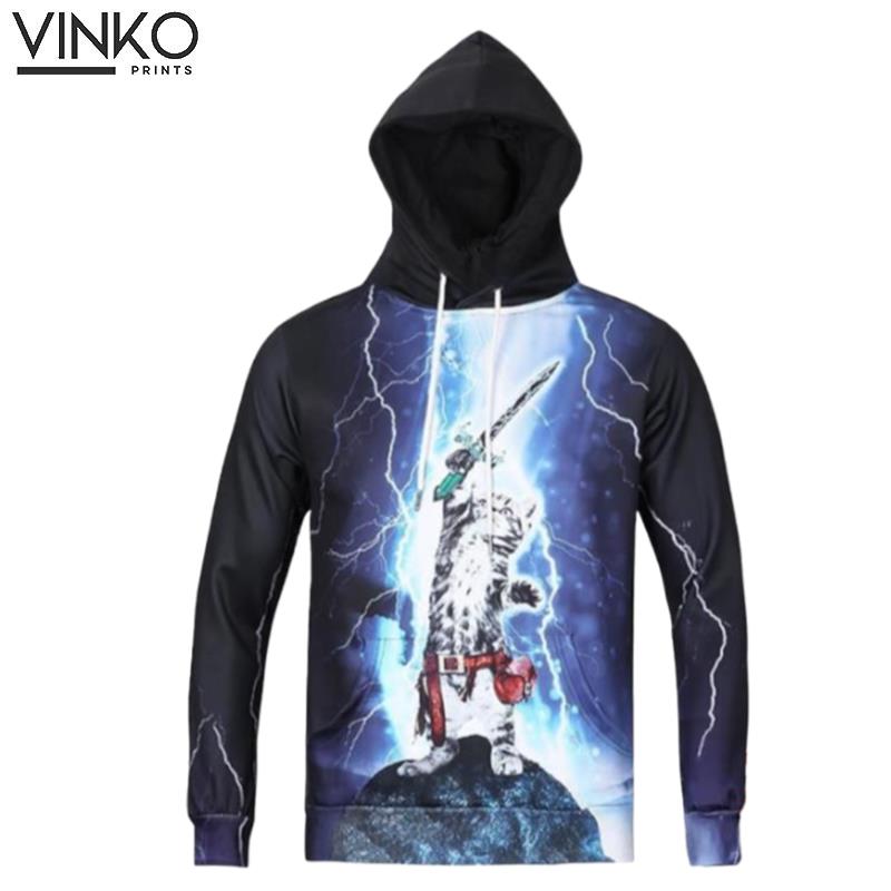 Super Cat Warrior Lighting Cat Hero Blue & Black Hoodie