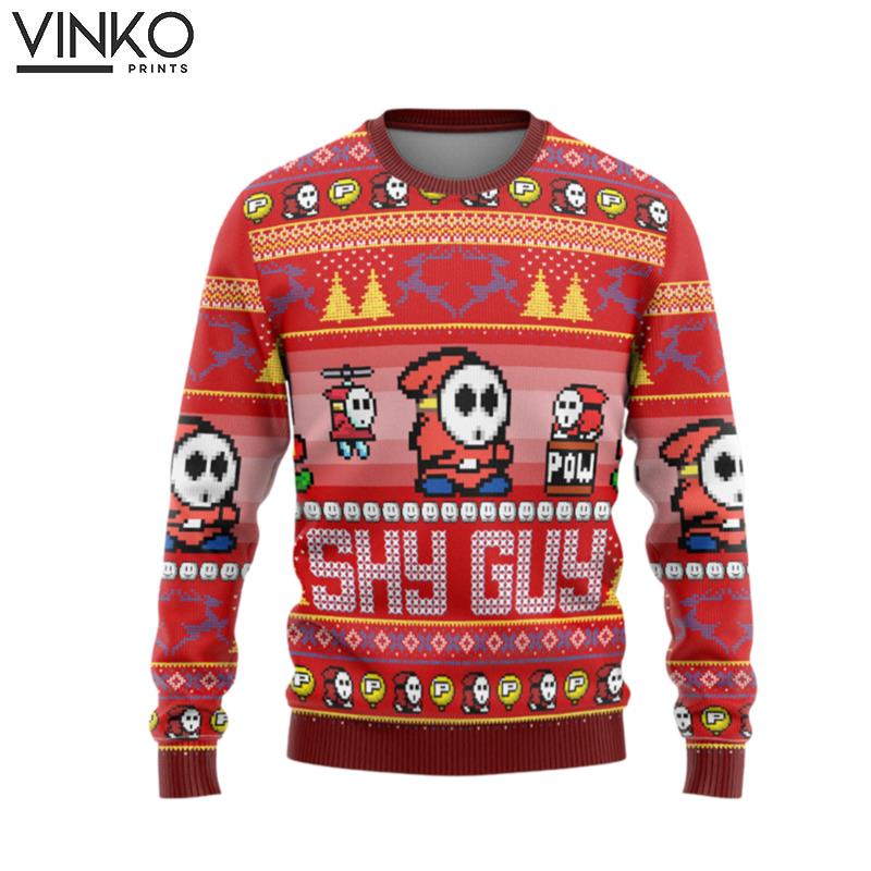 Super Mario Shy Guy Custom Ugly Christmas Sweater