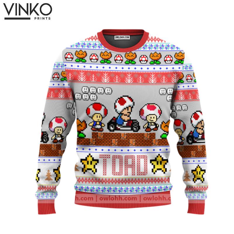 Super Mario Toad Custom Ugly Christmas Sweater