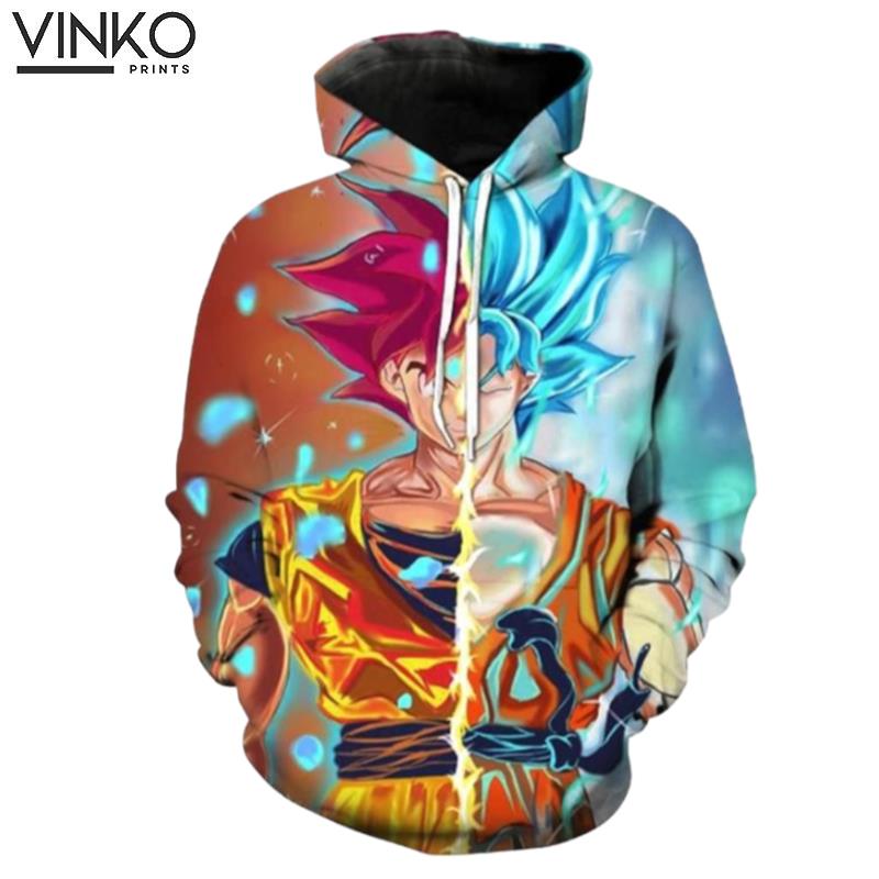 Super Saiyan God Goku Red Vs Super Saiyan God Goku Blue Dragon Ball Z Hoodie