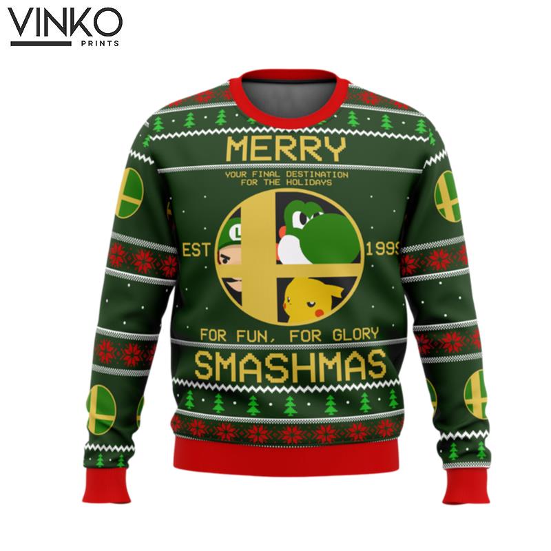 Super Smash Bros Merry Smashmas Ugly Christmas Sweater