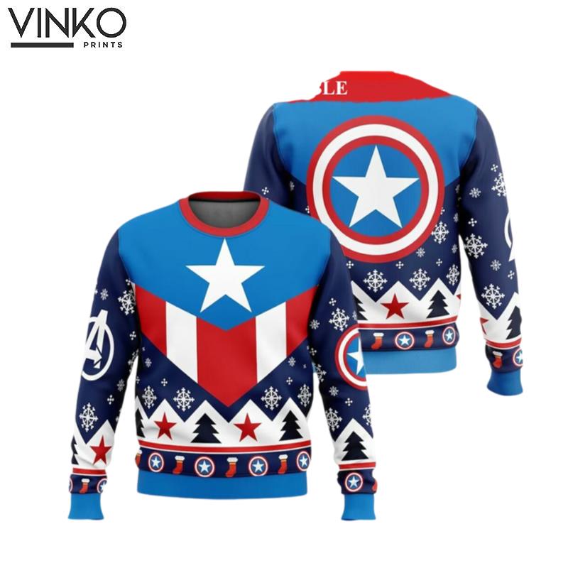 Superhero Captain America Hero Movie Xmas Ugly Christmas Sweater