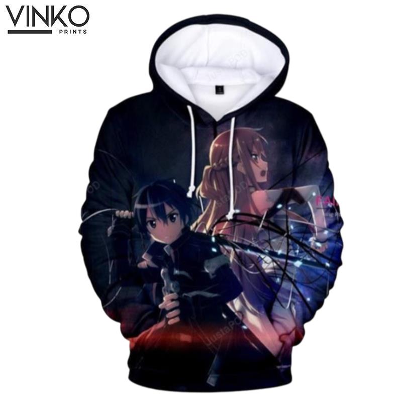 Swoword Art Online Kirigaya Kazuto Yuuki Asuna Black Hoodie