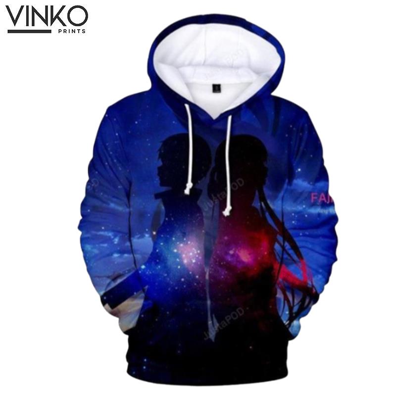 Swoword Art Online Kirigaya Kazuto Yuuki Asuna Blue Hoodie