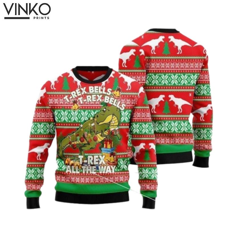 TRex Bells Ugly Christmas Sweater