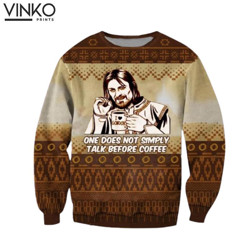 Talk Before Coffee Lord Of The Rings Ugly Christmas Sweater