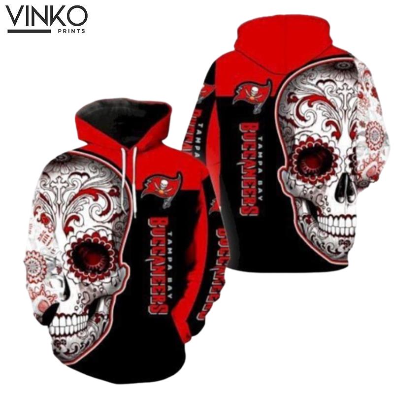 Tampa Bay Buccaneers Skull Red And Black For Men And Women Hoodie