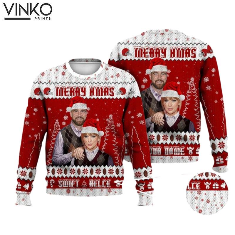 Taylor Travis Kelce Kansas Football Ugly Christmas Sweater