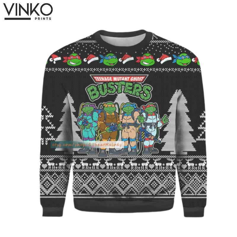 Teenage Mutant Ninja Turtles Ghostbusters Teenage Mutant Ninja Turtles Fans 2022 Christmas Ugly Ugly Christmas Sweater