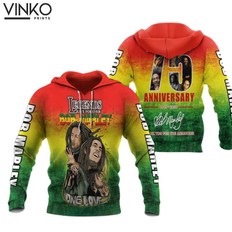 Template Bob Marley 75Th Anniversary Hoodie