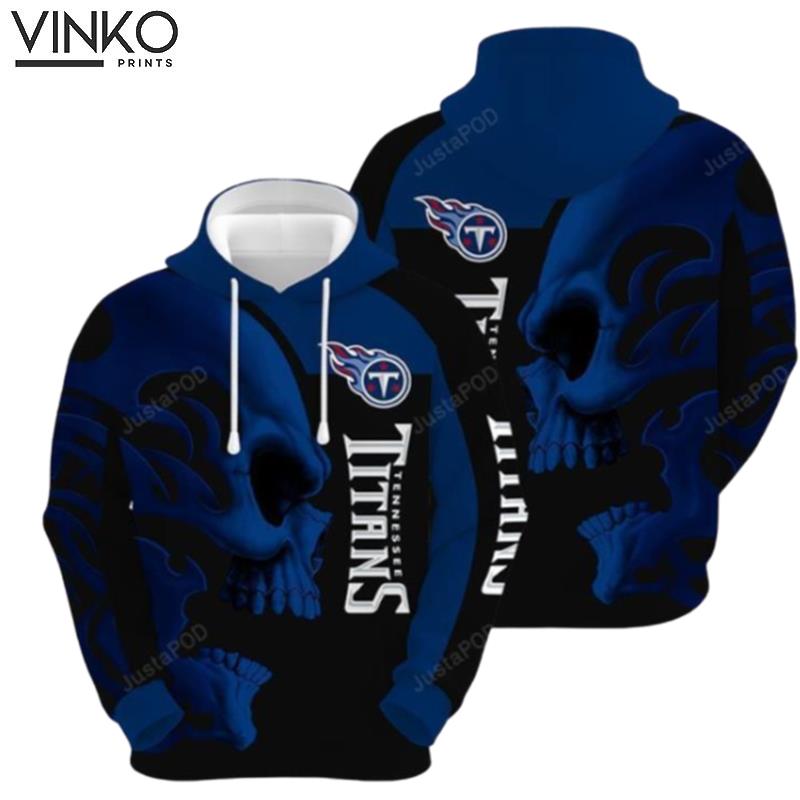 Tennessee Titans Skull Men And Women Black And Blue Hoodie