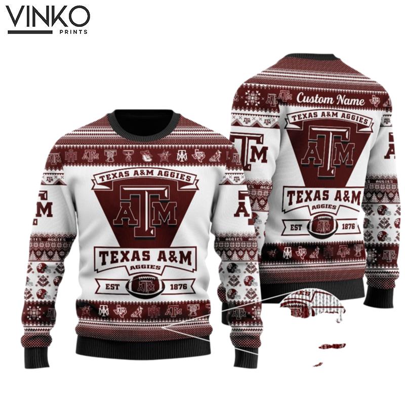 Texas AM Aggies Football Team Personalized Ugly Christmas Sweater