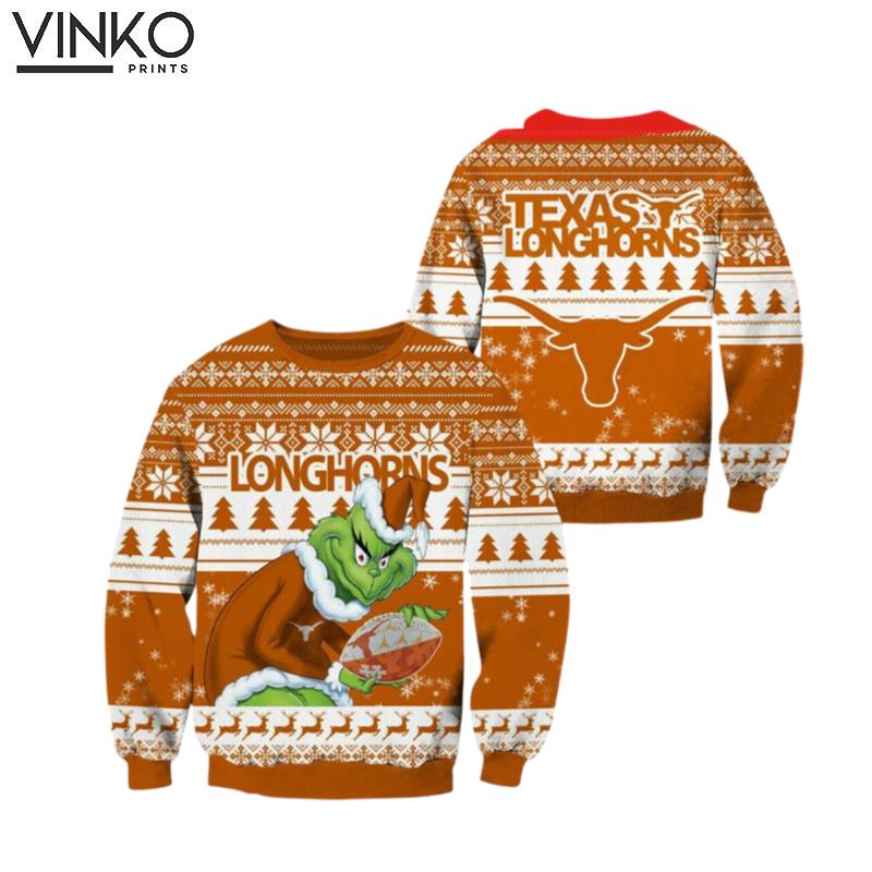 Texas Longhorns Grin Football Ugly Christmas Sweater