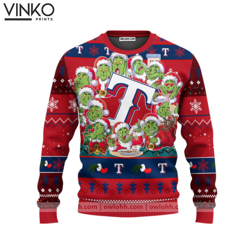 Texas Rangers 12 Grinch Xmas Day Ugly Christmas Sweater