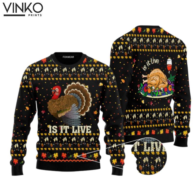 Thanksgiving Chicken It Is Live Black Ugly Christmas Sweater