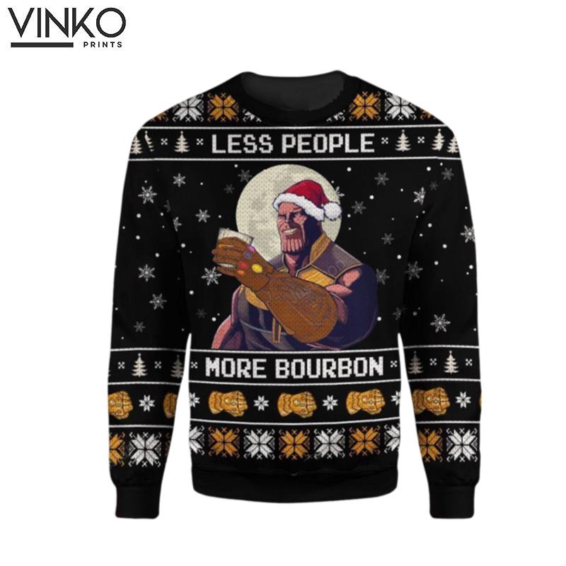 Thanos Less People More Bourbon Ugly Christmas Sweater