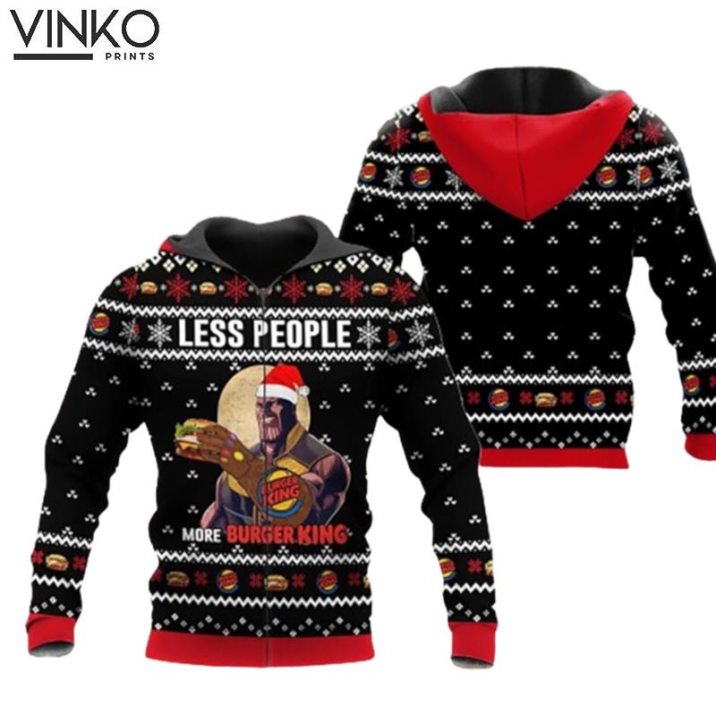 Thanos Less People More Burger King Christmas Hoodie