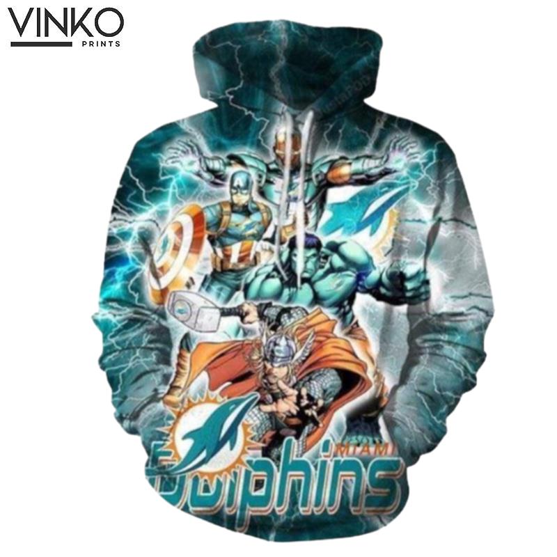 The Avengers Miami Dolphins Blue Hoodie