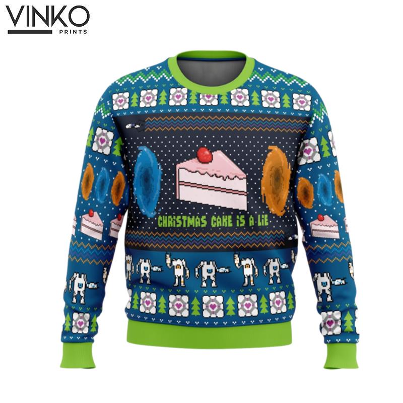 The Christmas Cake Is A Lie Portal 2 Ugly Christmas Sweater