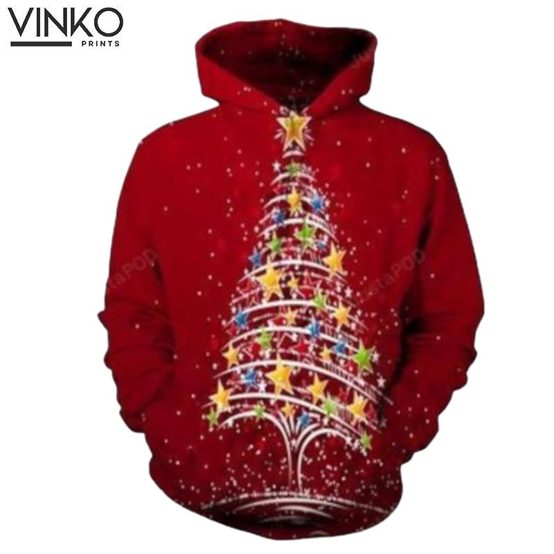 The Colorful Five Star Pattern On The Christmas Tree Hoodie