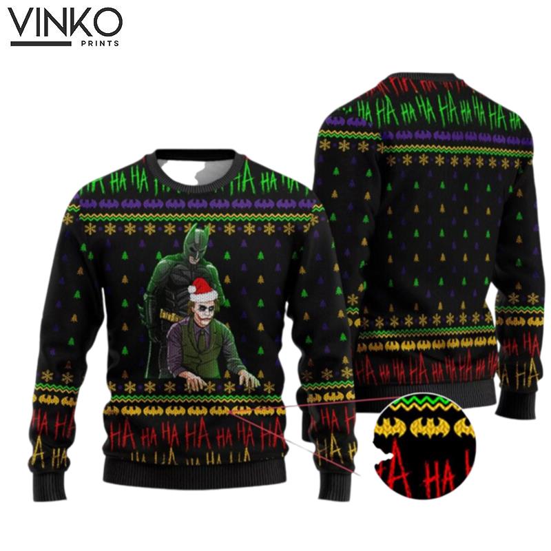 The Dark Night Ha Ha Ha Joker And Batman Ugly Christmas Sweater