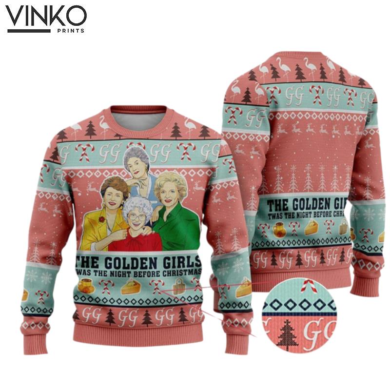 The Golden Girl Pink Knitted Stay Golden Ugly Xmas Ugly Christmas Sweater