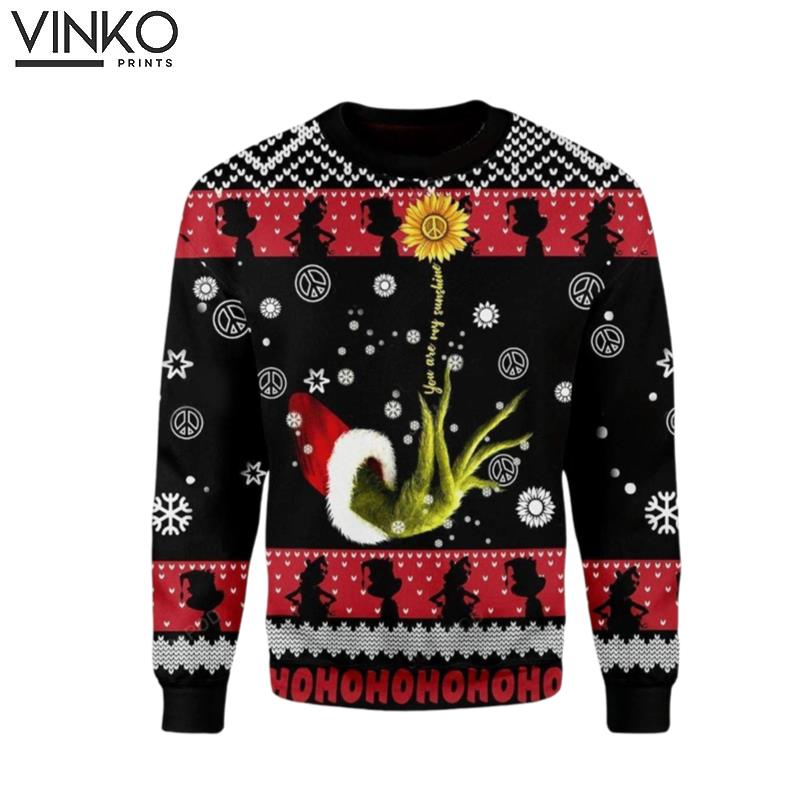 The Grinch And Sunflower You Are My Sunshine Ugly Christmas Sweater