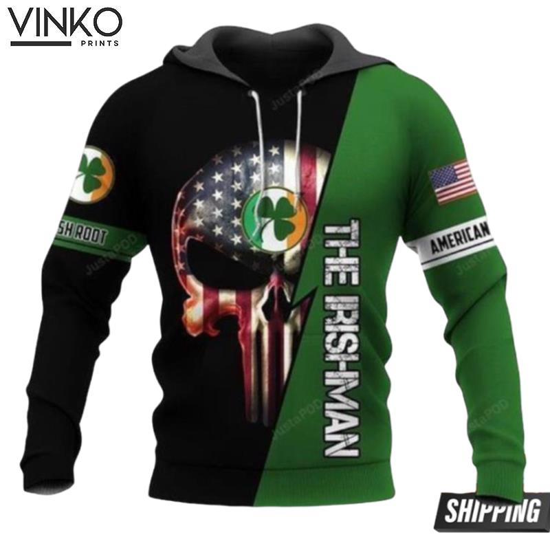 The Irishman Notre Dame Fighting Irish American Skull Hoodie