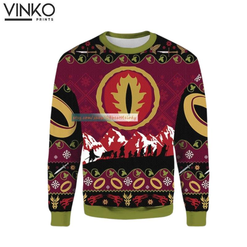 The LOTR One Gold Ring 3D Ugly Christmas Sweater