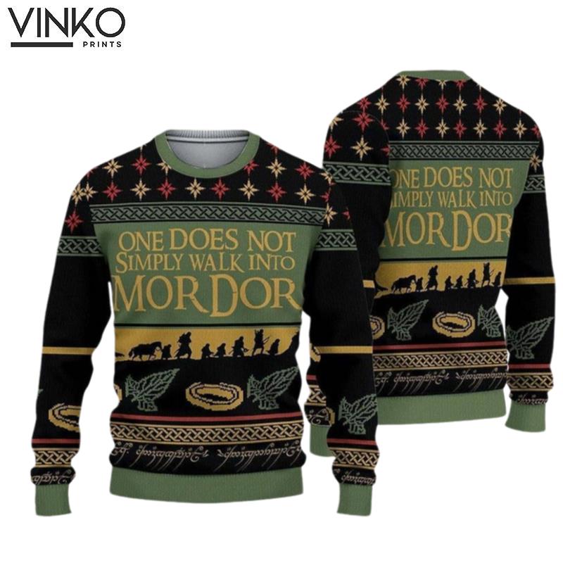 The Lord of the Rings Shirt One Does Not Simply Walk Into Mordor Ugly Christmas Sweater