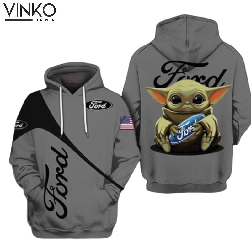 The Mandalorian Baby Yoda Holding Ford Hoodie