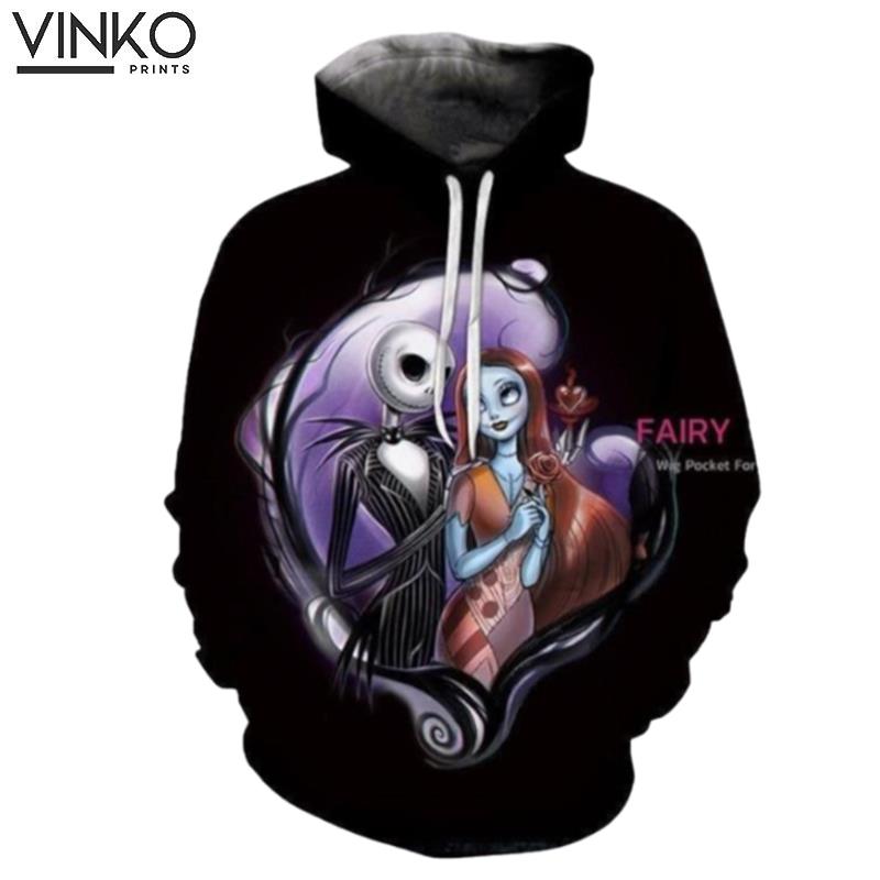 The Nightmare Before Christmas Jack Skellington Sally Black Hoodie