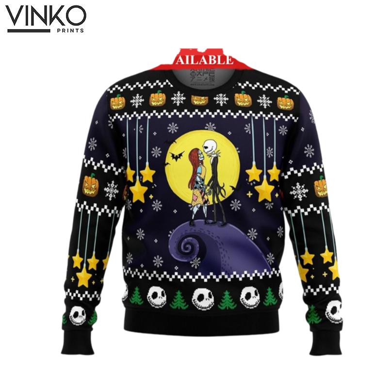 The Nightmare Before Christmas Jack Skellington Sally Ugly Christmas Sweater