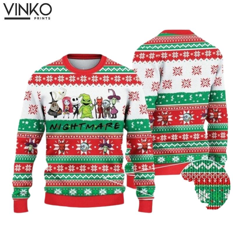 The Nightmare Before Horror Movie Characters Ugly Christmas Sweater