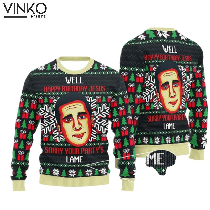 The Office Michael Scott Happy Birthday Jesus Ugly Christmas Sweater