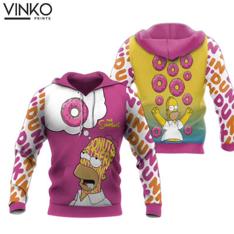 The Simpsons Thinking About Donut Pink Hoodie