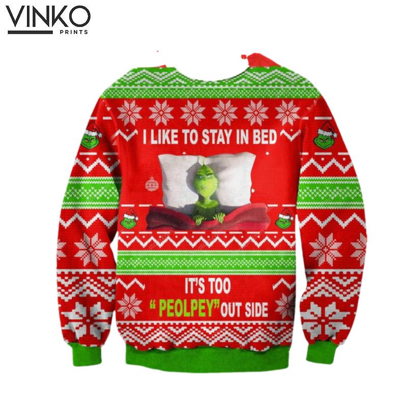 The funny character I Like To Stay In Bed Ugly Christmas Sweater